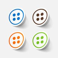 Realistic paper sticker sewing Button N4