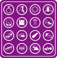 fashion clothes and accessories icons