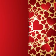 Red hearts background with glowing stars