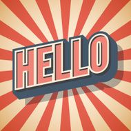 Retro poster Hello Speech Vector illustration