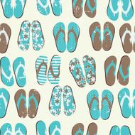 Beach Seamless Retro Grunge Background witj Flip Flops