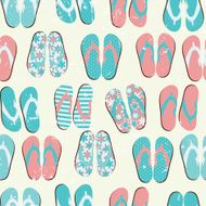 Beach Seamless Retro Grunge Background witj Flip Flops N2