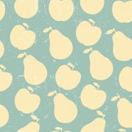 Grunge Retro Vector seamless pattern of fruit - apple and N2