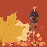 Girl and autumn leaves N2