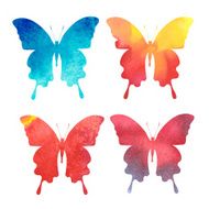 watercolor butterflies set isolated on white N4