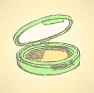 Sketch powder compact in vintage style N2