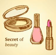 Sketch beauty equipment in vintage style