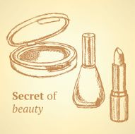 Sketch beauty equipment in vintage style N2
