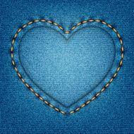 Denim texture with stitches in the shape of heart