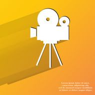 Videocamera Flat modern web button with long shadow and space
