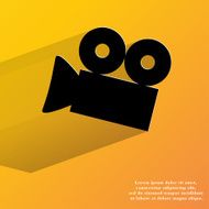 Video-camera Flat modern web button with long shadow and