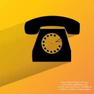 Retro telephone Flat modern web button with long shadow and