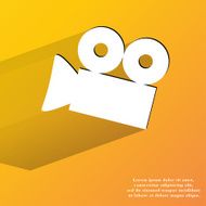 Video-camera Flat modern web button with long shadow and N2