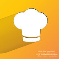 Chef cap Cooking Flat modern web button with long shadow