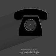 Retro telephone Flat modern web button with long shadow and N2