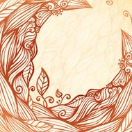 Vintage doodle leaves ornate circle frame