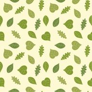 Cartoon seamless background pattern or textures with green leaves