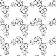 Seamless background with black watercolor flowers