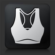 Black Square Button with Tennis Outfit Icon N2