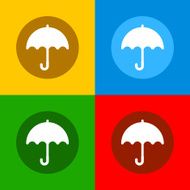 Color Umbrella Icons Set in Flat Design Style Vector