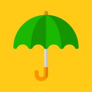 Green Umbrella Icon in Flat Design Style Vector