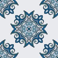 Blue oriental damask seamless vector design