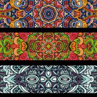 Festive ethnic colorfull abstract banner tribal set N2