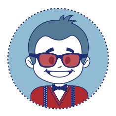 Fashionable and happy showman in sunglasses