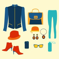 woman clothing fashion set and accessories