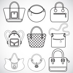 Black and white icons female bags vector N2
