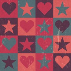 Hearts And Stars Seamless Pattern Pink Vector