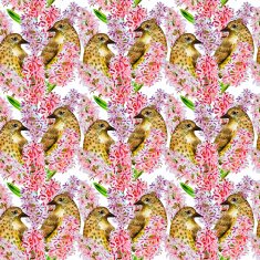 vintage seamless texture with cute birds watercolor N3