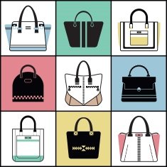 Outline and silhouette fashionable women purse set