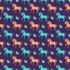 vector horse seamless pattern background on dark cover