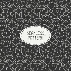 Romantic line seamless pattern with hearts Beautiful vector illustration