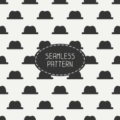 Vector seamless retro pattern with vintage hipster gentleman hat