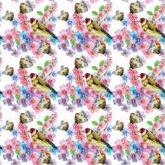 colorful seamless texture with cute birds watercolor N3