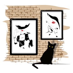 The girl's portrait on a wall