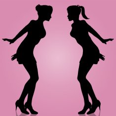 Vector silhouette of the girls N2