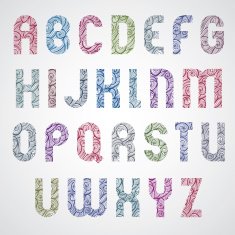 Pattern wavy colorful fashionable font upper case letters N2