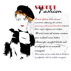 Fashion girl in sketch-style N110