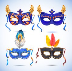 Carnival masks with feathers Masquerade party mask set