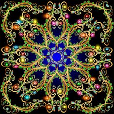 background with shiny ornaments and leaves of precious stones