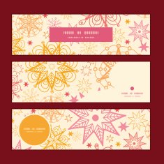 Vector warm stars horizontal banners set pattern background