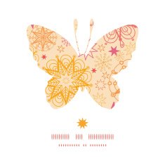 Vector warm stars butterfly silhouette pattern frame