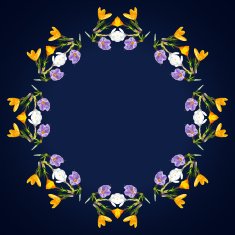 Wreath of spring flowers crocus