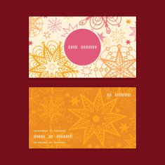 Vector warm stars vertical round frame pattern business cards set N2