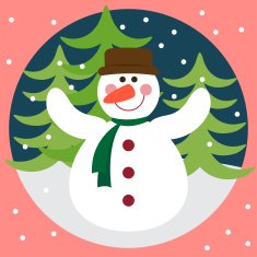 Funny vector winter holidays card background with snowman
