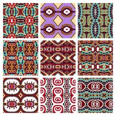 set of different violet colour seamless vintage geometric