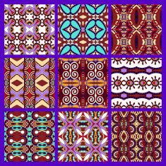 set of different violet colour seamless vintage geometric N3